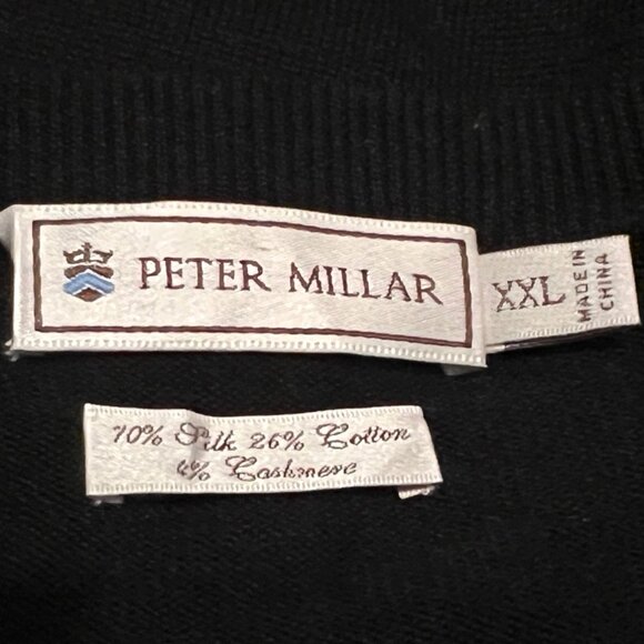 Peter Millar Black Silk Cashmere Blend Pullover Sweater Mens Size XXL 2XL Preppy - Picture 7 of 9